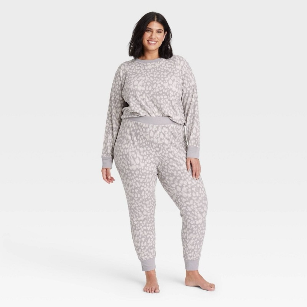 Stars Above Light Gray Animal Print Pajama Set